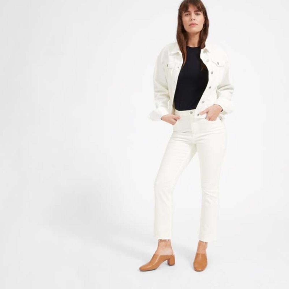 Everlane Crop Kick Flare Raw Hem Jeans White 27 - Picture 10 of 10